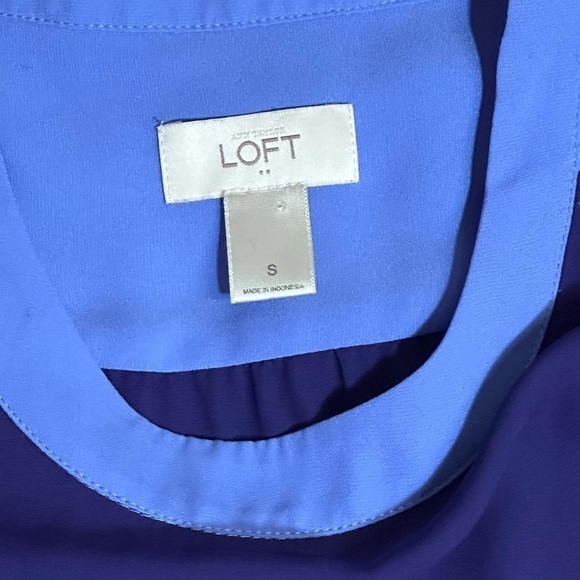 LOFT Navy and Blue Faux Wrap Dress Size Small - Picture 4 of 4